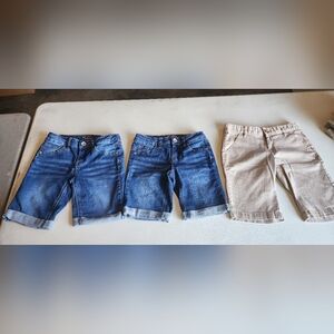 Lot Of 3 Justice Jean Shorts Old Navy Khaki Girl 10 Bermuda